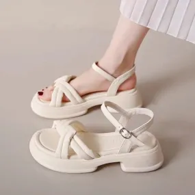 Summer Women gladiator Sandals Fashion Platform Cross-toe Sandals Comfortable Muffin Casual Women's Shoes Luxury sandales plates