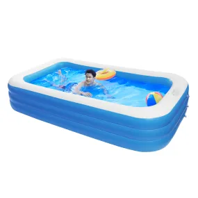 THBOXES 120x72x22inch Inflatable Swimming Pool Wall Cuboid Stored for Backyard Garden Blue