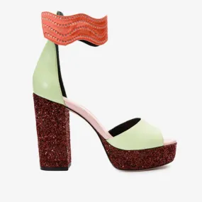 The Pera Multicolor Glitter Platform Heel Women Sandal