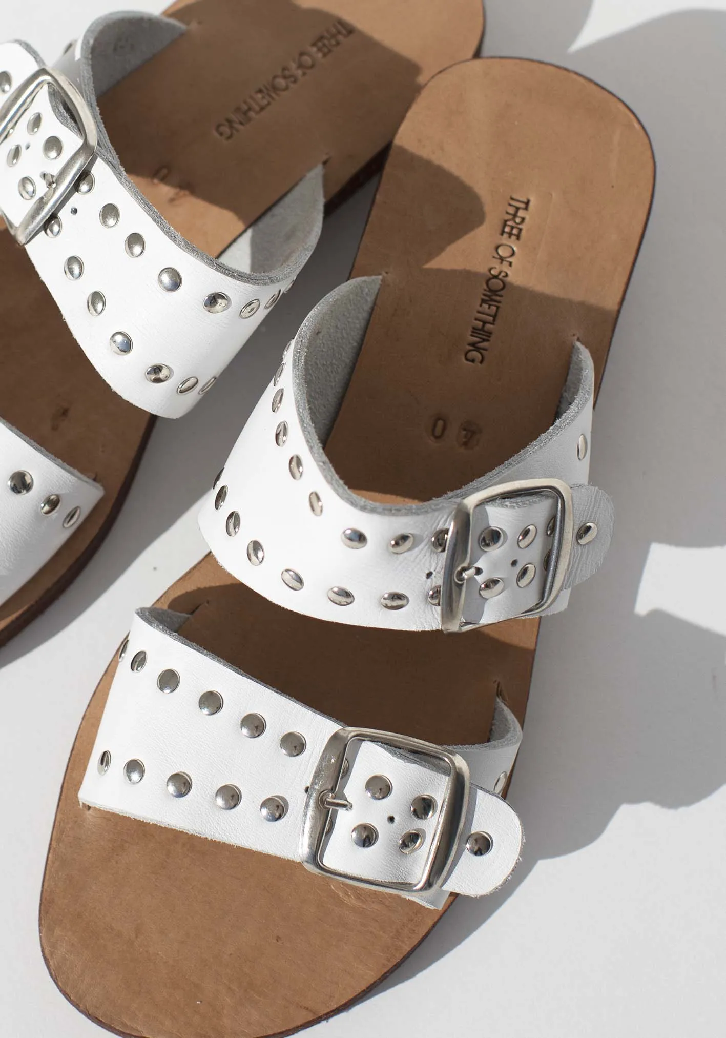 Voyager White Stud Leather Slide