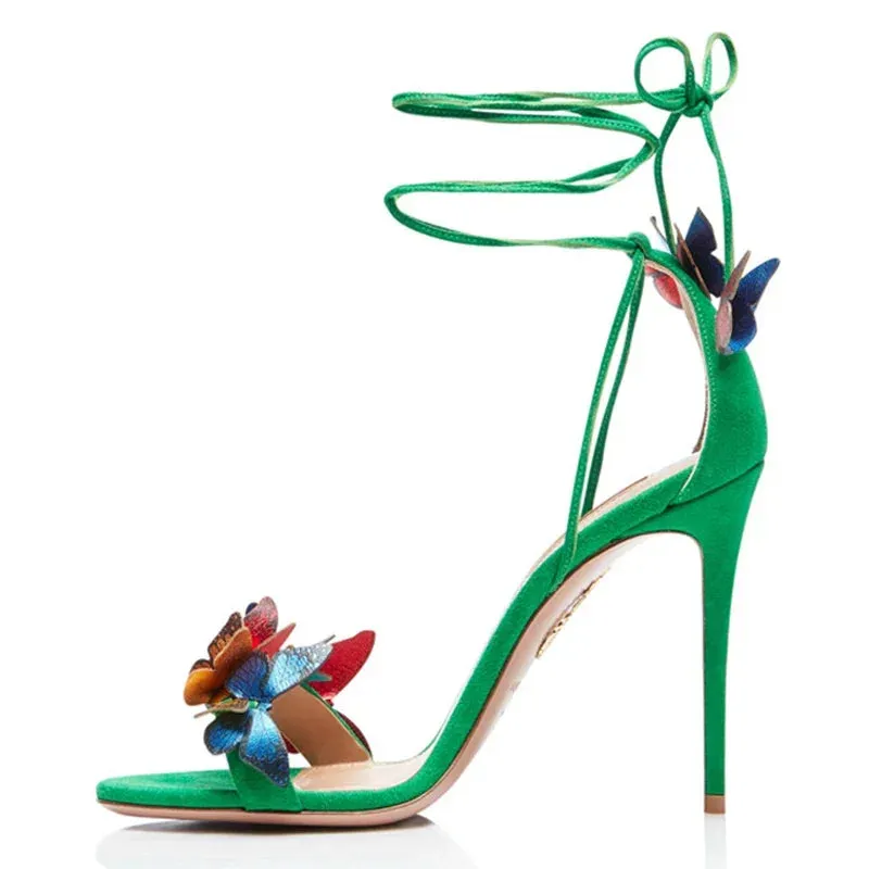 Wjczt New Luxury Design Cross Strap Sandals Women Summer Fashion Butterfly Open Toe Elegant High Heels Wedding Banquet Shoes for Women