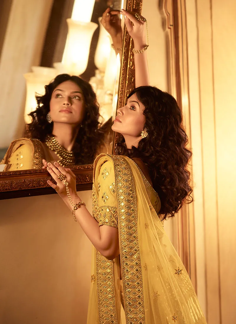 Yellow Golden Embroidered Traditional Lehenga Choli