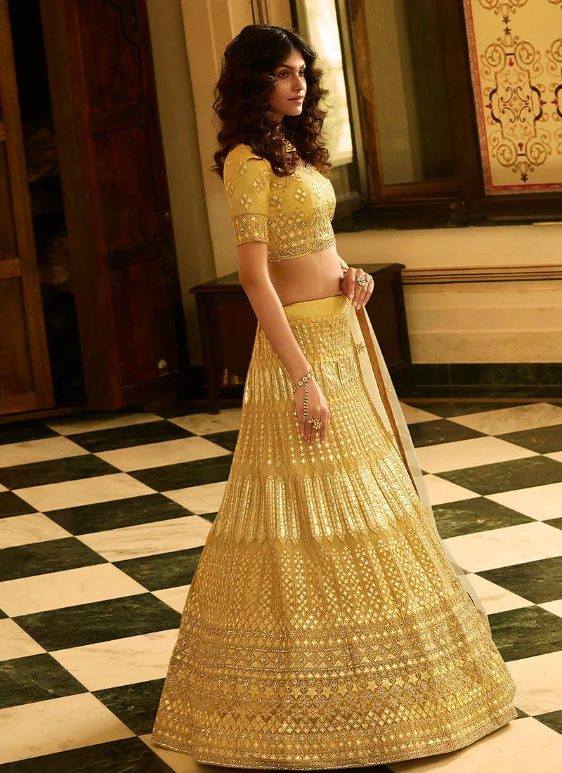 Yellow Golden Embroidered Traditional Lehenga Choli