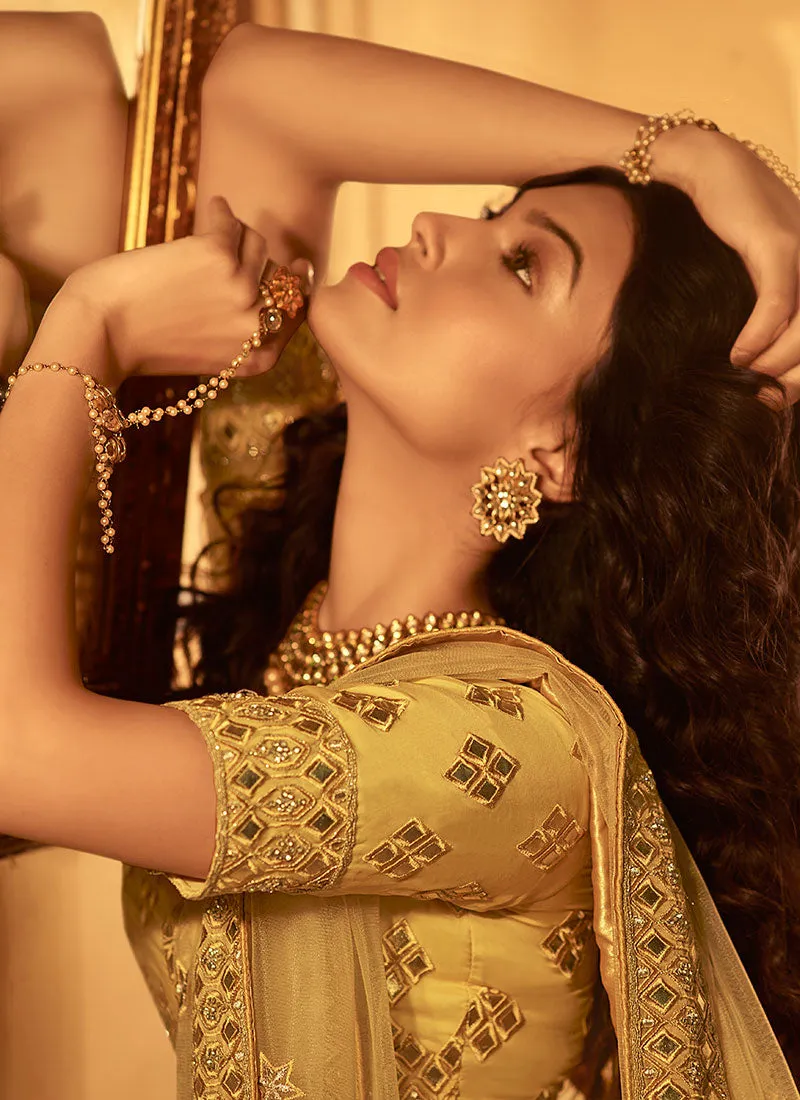 Yellow Golden Embroidered Traditional Lehenga Choli